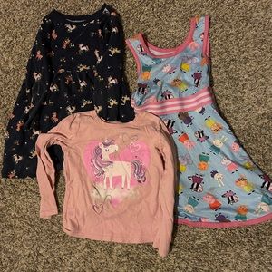 3T Toddler Girl Dress Long Sleeve Shirt Lot Peppa Pig Unicorns